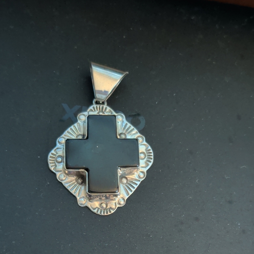 Stylish Black and Silver Cross Pendant Necklace